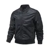 Gränsöverskridande stativ krage flygjacka Spring Autumn MA1 Pilotjacka Baseball Uniform Solid Color Mens Coat 240312