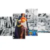 Calligraphie Animation classique japonaise One Piece Luffy Comics Affiche 4 pièces Impression d'art mural Chambre d'enfant Salon Maison Dec