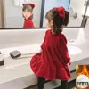 Mädchen Kleider Baby Herbst Kleid Winter Kleidung Samt Dicke Kinder Rot Langarm Prinzessin Weihnachten Kostenlose Schleife