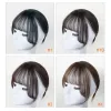 Toppers 6 Inch Bruin Mini Menselijk Haar Topper 15 CM Hoofdhuid Top Haar Pony 5X5 CM Vrouwen Toupet Met een Cut Bang Zijde Huid Basis Fringe Haarstukjes