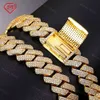 Luksusowy 20 mm Miami Cuban Link Chain 925 Srebrny Hiphop lodowany mrożony łańcuch łącza MOISSANITE