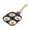 Panelas para fritar o café da manhã com 4 furos, ovos antiaderentes, panelas de cozinha de alumínio