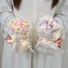 Decorative Flowers Crochet Flower Bouquet Graduation With Led Lamp Valentines Day Gift Finished Knitting Mother's