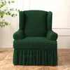 Housses de chaise Fauteuil à oreilles en jacquard doux avec jupe Housse de canapé antidérapante Housse de protection de meubles lavable