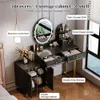 Chrangmay Modern, Siyah Masa, Geri Çekilebilir Makyaj, LDE Aynası ve 2 Geniş Çekmece, Dolap, Toyunma Masası 3 Sessiz Çekmece Slaytları, Yatak Odası için Gerekli
