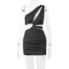 Designer Womens Sexy Dress with a Single Shoulder Slanted Collar and Hollowed Out Buttocks. New 2024