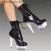 Boots 17cm High-heeled Europe And America Sexy Crystal Shoes Nightclub Pole Dancing Black Stiletto