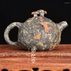 Декоративные статуэтки Цветок сливы Нефрит Магнитный камень Здоровье Чайник Чайная посуда Gongfu Китайская церемония Натуральный нефритовый чайник Чайный сервиз