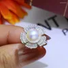 Cluster Rings MeiBaPJ Natural Freshwater Pearl Flower Ring Real 925 Sterling Silver Fine Wedding Jewelry For Women