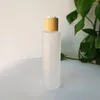Aufbewahrungsflaschen Schönheit Hautpflege Produkt Sprühflasche Bambusholz bedeckt mit Kappe Lotion Pumpe Shampoo Milchglas