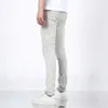 Jeans High Street Trendy Brand New Amr Light Color Hot Diamond Patch Perfoated Jeans for Men