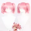 Puella Magi Madoka Magica Madoka Kaname Style Hair With Bangs Cosplay Wig Peluca Synthetic High Anime Anime Hair Wigs avec double queue de cheval