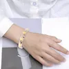 Bracelets à maillons en acier inoxydable pour femmes, bijoux extensibles, larges et flexibles, décorés de motifs dorés