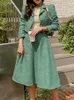 Work Dresses SMTHMA Elegant Tweed Woolen Jacket And Long Skirt Two Piece Set Women Autumn Winter Dress Suit Fashion Designer Green Party