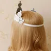 Hair Clips Elastic Headband Women Baroque White Flower Shell Conch Stone Pearl Lace Crown Tiara Hairband Bridal Wedding Accessories