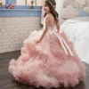 Платья для девочек, детское платье принцессы, свадебное платье с цветочным узором, длинная пышная юбка в пол, летнее представление