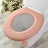 Toilettensitz Deckt 1-5pcs Winter Warmabdeckung Cessel Matte Badezimmerzubehör stricken reine Farbe weiche O-Form Pad Bidet