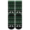 Chaussettes nordiques imprimées de noël pour femmes et hommes, bas vert Fair Isle, moyen, doux, amusant, course antibactérienne, personnalisées