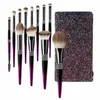 Karsyngirl 12pcs / set luxe Glitter Diamd Bling pinceau de maquillage en métal violet pour les femmes pinceau de maquillage outil de beauté Z5EJ #