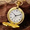 Bronze Pocket Watch Full Hunter Smooth Case Unisex Quarz Uhr Uhr Halskette Anhängerkette Geschenk