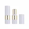 Lippenstift Buis Wit Goud Lege 12.1mm Hoge Kwaliteit Luxe Cosmetische Verpakking Vullen Fles Ronde Magnetische Lippenbalsem Ctainers G2Y1 #