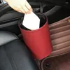 Acessórios interiores carro lixo folable pendurado lata de lixo de couro à prova dwaterproof água organizar cesta bin lixo auto