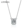 Pendants GRA Certified Moissanite Emerald Cut 1CT 2CT Sterling Silver Necklace 18K Gold Plated Luxury Quality Lab Diamond D Color VVS1