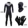 Gloves OULYLAN Diving Suit One Piece 3MM Long Sleeved Whole Body Warm Diving Gloves Diving Cap Combination Matching Suit Women Men Wets