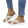 Slippers منصة عالية الجودة Women Women Shoes 2024 Summer Cross Beach لصنادل السيدات الناعمة الصيفية الساخنة مع صندوق