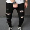 Men Streetwear ممزق الجينز سراويل سراويل أنيقة الثقوب الذكور غير الرسمية سراويل الدنيم قلم رصاص 240311