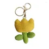 Keychains Creative Crochet Tulpan Key Chain Handgjorda hänge Blomma Partihandel Supply Gift Hang Hang Decor 2024