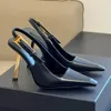 Designer Luxury Dress shoes Pumps Womens Patent Leather mirrored leather slingback pump prom dance black shoes heel Woman high heel Shoes