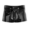 Underpants Men Sexy Gay Underwear Open Crotch Leather Boxer Shorts Clubwear Erotic Crotchless Boxershorts Lingerie Red Black Underpant