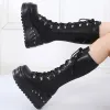 Boots Brand Design Gothic Style INS Hot Sale Fashion Boots Women Shoes Autumn Punk Black High Heels Platform Wedges Boots Female