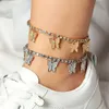 Butterfly Pendant Full Diamond Ins Super Fire Versatile Layered Ankle Beach Footwear