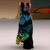 Casual Dresses Women Summer Sleeveless Print V Neck Maxi Loose Tank Semi Formal Cute Sundresses For Woman's