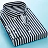 Men's Casual Shirts Fashion Classic Blue And White Striped Shirt Dress Standard-fit Button Down Streetwear Camisas