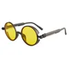 Nieuwe Steam Punk-zonnebril voor heren en dames met ronde kleine frameveer