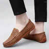 Casual schoenen Loveontop heren Penny Loafers zachte slip op handgemaakte lederen mocassins mannelijk bruin plus maat