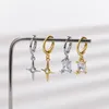 Boucles d'oreilles pendantes VENTFILLE 925 timbre argent or couleur étoile boucle d'oreille pour femmes fille géométrie croix Hip Hop bijoux cadeau d'anniversaire goutte