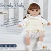 14 Inch Reborn Doll 35CM Voice Girl Bebe Baby With Fashion Clothes Smooth Soft Skin Vinyl Head Limbs Cotton Body Kids Gift 240307