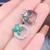 أقراط مسمار طبيعية Emerald Emerald Engring Flower Style 925 Sterling Silver 0.25ct 8pcs Gemstone Gemstone Jewelry J23863