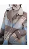 Giacca invernale da donna in tweed scozzese alla moda. Trench lungo in lana a doppio petto di media lunghezza per donna