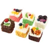 Decorative Flowers 6PCS Artificial Cake Lovely Realistic Prop Dessert Refrigerator Magnet