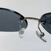 Luxe designer zonnebril voor vrouwen retro kleur veranderende decoratieve spiegels modieuze frameloze kristallen passende bril met beschermkas A71560