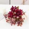 Flores decorativas 30cm 1 peça seda real dália crisântemo flor artificial família escritório festa girassol buquê jardim el casamento