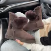 Stiefel Designer Holz Schaffell Fell integrierte Schneestiefel für Frauen 2023 neue mittelgroße Länge warme Lederschuhe 5803 kurze Stiefel