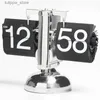 Relógios de mesa de mesa vintage automático flip page relógio página girando relógios de quartzo decoração para casa sala de estar escritório decoração de mesa casa deco l240323