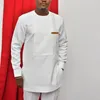 Fatos masculinos no verão africano tradicional elegante ternos outfit dashiki 2 peças camisa casual calças conjunto completo abaya marca traje