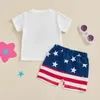 Kleidungssets 4. Juli Baby Boy Outfit Kleinkind Kurzarm Stickerei USA T-Shirt AMERICAN Top Shorts Set 2 Stücke Sommerkleidung